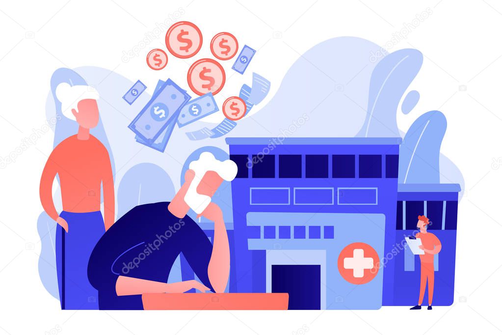 Healthcare expenses of retirees concept vector illustration.
