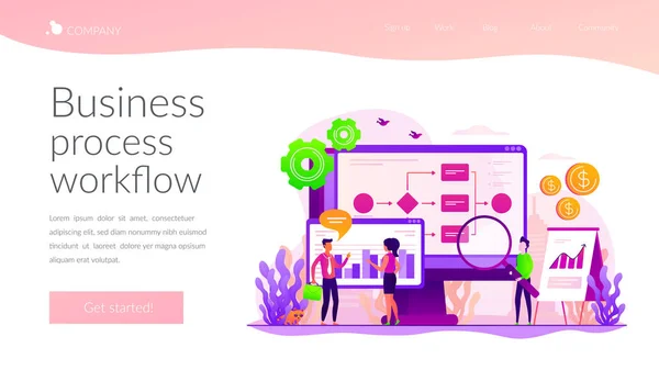 Business process automation landing page template — Stock Vector