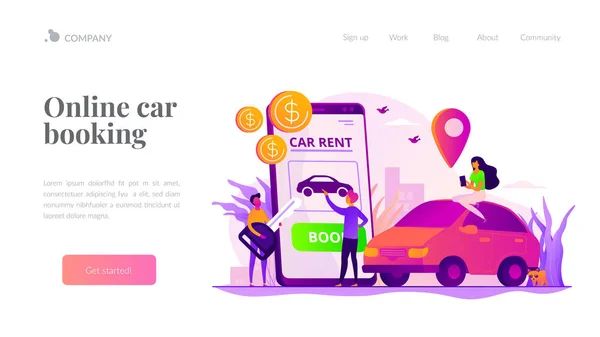 Mietwagen-Service Landing Page Vorlage — Stockvektor