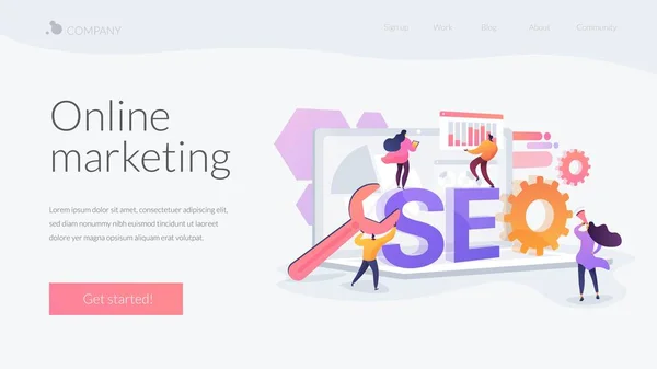 Ottimizzazione SEO concetto di landing page — Vettoriale Stock