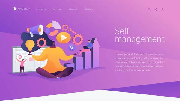 Self management landing page concept — Stock Vector