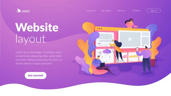 Plantilla de landing page de desarrollo WEB . — Vector de stock