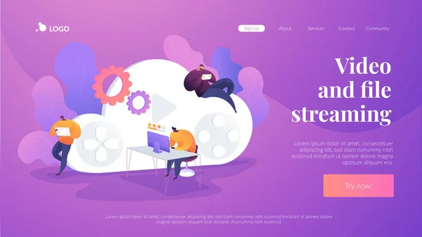 Cloud Gaming Landing Page Vorlage. — Stockvektor