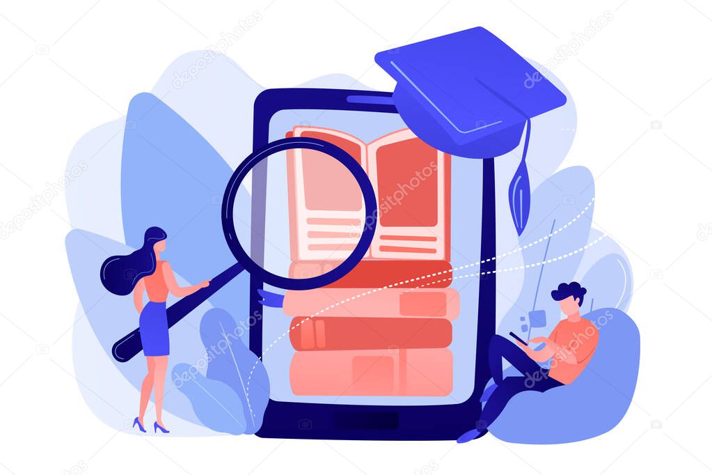 Mobile learning concept vector illustration.