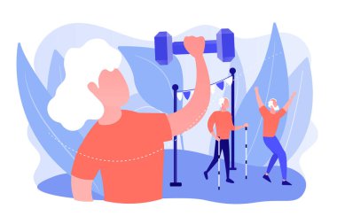 Yaşlı fitness kavramı vektör illüstrasyon