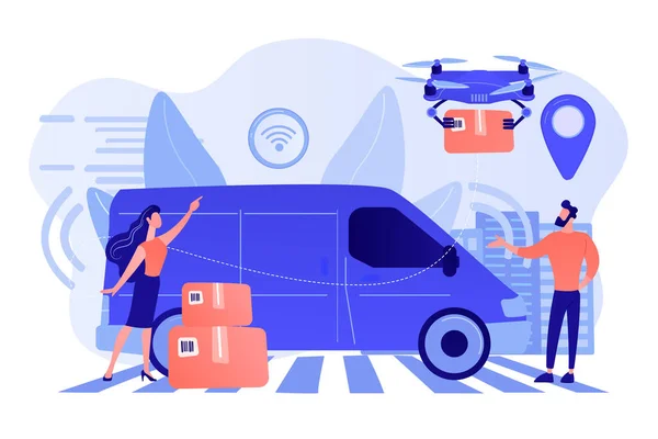 Illustration vectorielle du concept de courrier autonome . — Image vectorielle