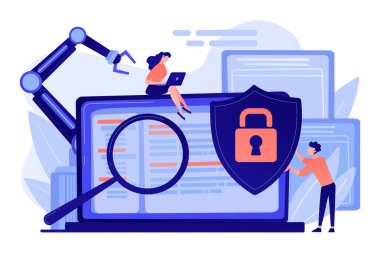 Endüstriyel cybersecurity kavramı vektör çizim.