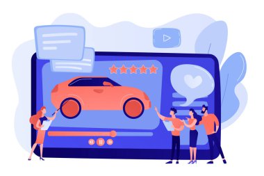 Araba inceleme video kavramı vektör çizim.