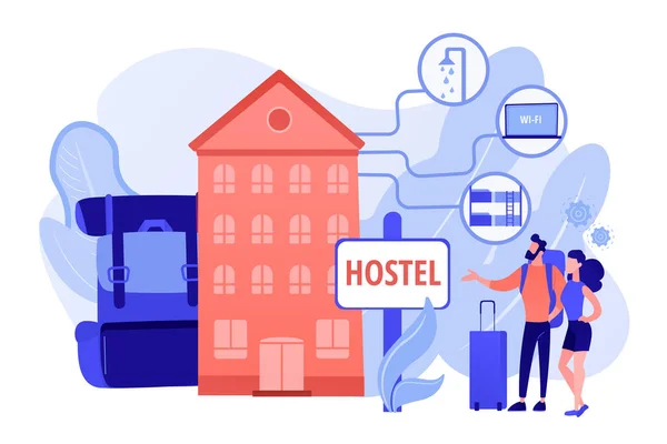 Hostel serviços conceito vetor ilustração — Vetor de Stock