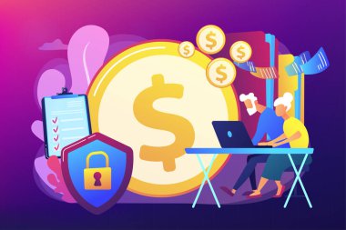 Yaşlı finansal güvenlik kavramı vektör illüstrasyon