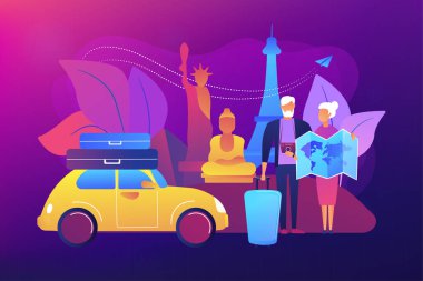 Emeklilik seyahat konsepti vektör illüstrasyon