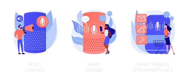 Smart speaker voice assistant vecteur concept métaphores — Image vectorielle