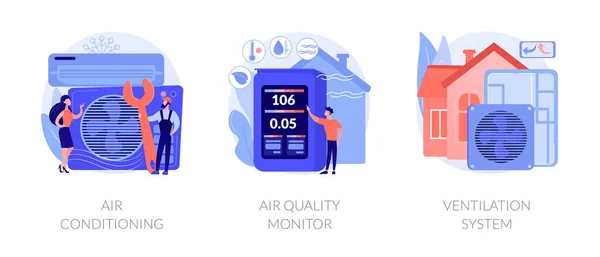 Technologie Météo Intérieure Climatisation Appareil Refroidissement Chauffage Climatisation Moniteur Qualité — Image vectorielle