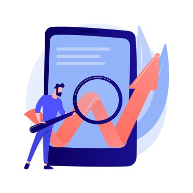 Mobil yazılım optimizasyonu. İş geliştirme, girişim, başlatma süreci. Roket gemisi ve akıllı telefon izole edilmiş düz tasarım elemanı. Vektör izole kavram metaforu