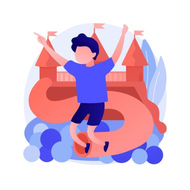 Çocuk parkındaki çocuklar. Çocuklar birlikte oynuyor. Anaokulu parkı, anaokulu aktivitesi, yaz kreşi. Arkadaşlar eğleniyor. İp atlayan kız. Vektör izole kavram metaforu.