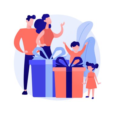 Ebeveynler ve küçük çocuklar birlikte oynuyorlar. Mutlu ebeveynler, ırklar arası çiftler, aile bağları. Çocukları olan neşeli bir anne ve baba. Vektör izole kavram metaforu