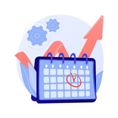 Etkinlik yönetimi. Performans verimliliği, zaman optimizasyonu, hatırlatma. Görev ve proje süresi düz tasarım öğesi. Randevu tarihi hatırlatıcısı. Vektör izole kavram metaforu