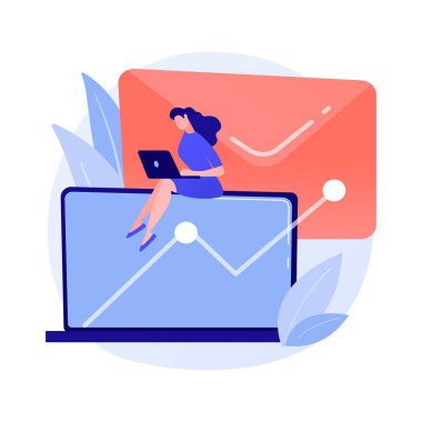 Kârlı bir tanıtım kampanyası. E-posta, internet, pazarlama. Bilgisayar ekranında grafik büyümesi. Başarılı reklam stratejisi. Vektör izole kavram metaforu