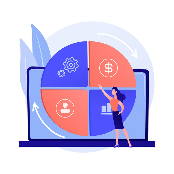 Сбалансированная таблица бизнес-показателей. Согласованный проект, гармоничное развитие компании, оптимизированный рабочий процесс. Профессиональный эксперт по управлению бизнесом. Векторно-изолированная метафора