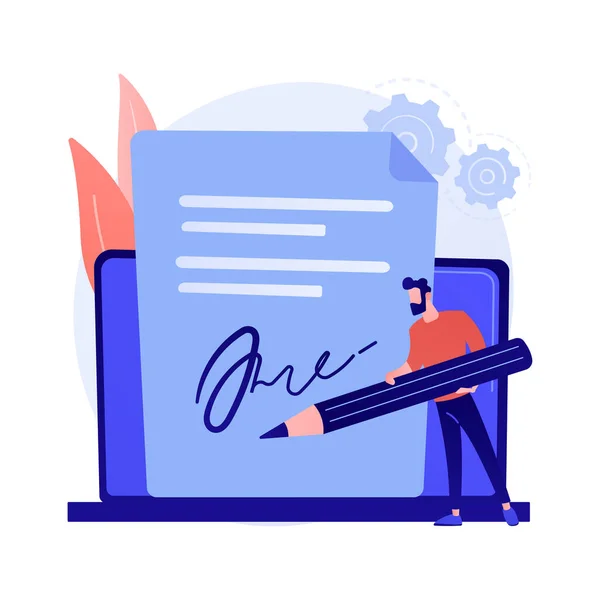 Electronic Signature Technology Operation Validation Digital Signing Electronic Documents Verification — Stock Vector