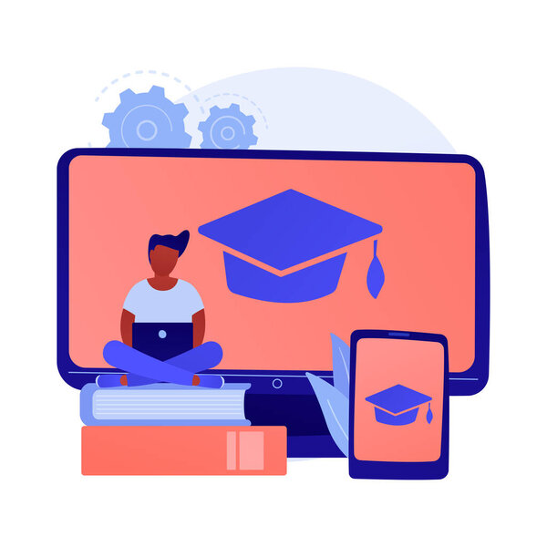 Maths online course. Economics university department, Internet classes, accounting lessons. Bookkeeping and mathematics textbooks digital archive. Vector isolated concept metaphor illustration.