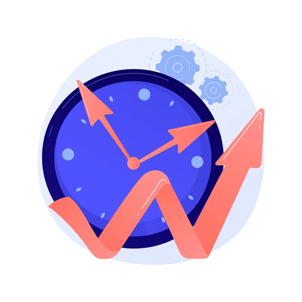 時計と増加チャート ワークフローの生産性向上 作業パフォーマンスの最適化 効率指標 有効性指標の上昇 ベクトル分離概念隠喩図 — ストックベクタ