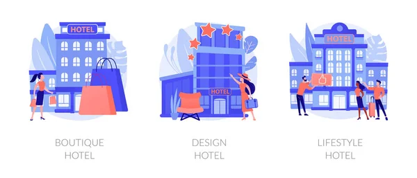 Metáforas Modernas Alojamiento Hotel Boutique Diseño Interior Hostal Estilo Vida — Vector de stock