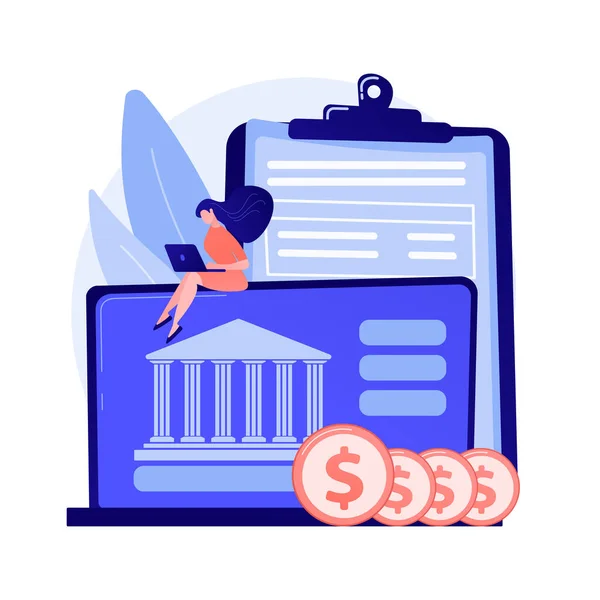 Online Banking Man Coins Using Laptop Cartoon Character Bank Account — Stock Vector