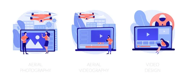 Usando Drones Creación Videos Dispositivos Uav Moda Para Pájaros Ver — Archivo Imágenes Vectoriales