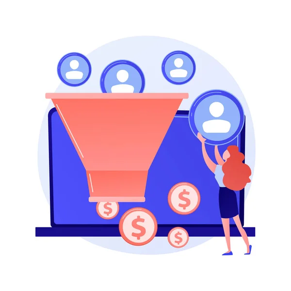 Sales Funnel Lead Generation Customer Management Marketing Strategy Commerce Conversion — Stock Vector