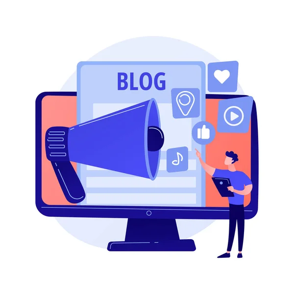 Blogging Divertente Creazione Contenuti Streaming Online Video Blog Ragazza Che — Vettoriale Stock