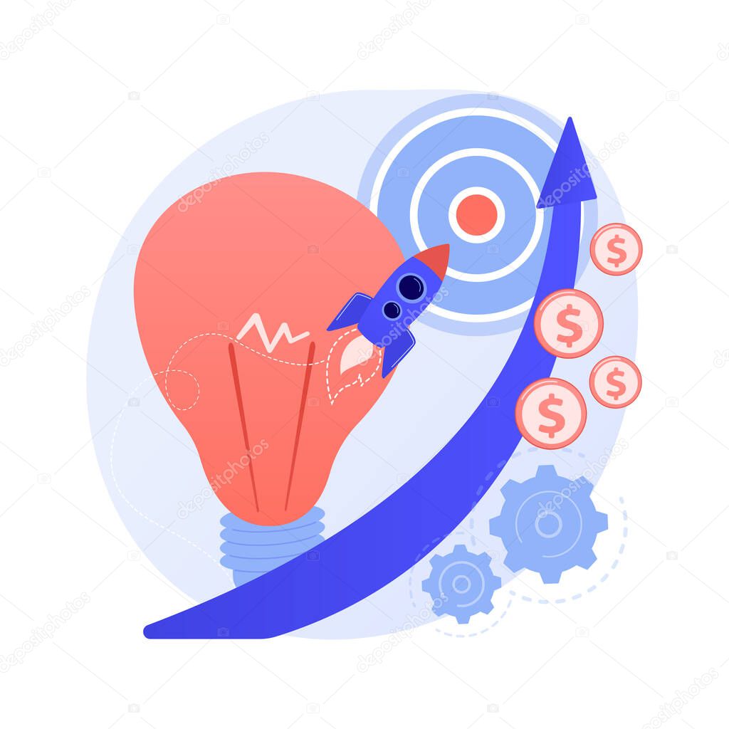 Launching business project. Innovative solutions, creative thinking, brave ideas. Businessman self motivation and professional aspirations. Vector isolated concept metaphor illustration