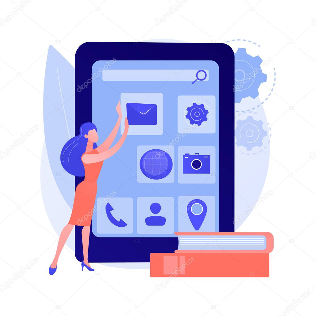 Mobile application development. UI layout, phone software, responsive cellphone apps engineering. Web developer creating smartphone user interface design. Vector isolated concept metaphor illustration