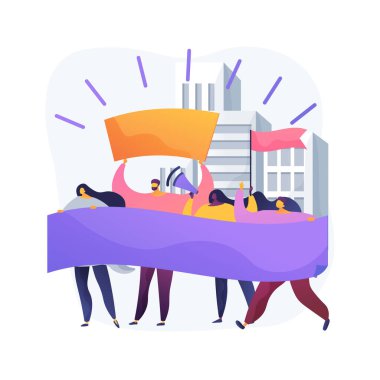 Sosyal hareket soyut konsept vektör çizimi. Büyük kalabalık, toplu protesto, sosyal veya siyasi değişim, grup eylemi, demokratik hareket, siyasi haklar, propaganda soyut metaforu.