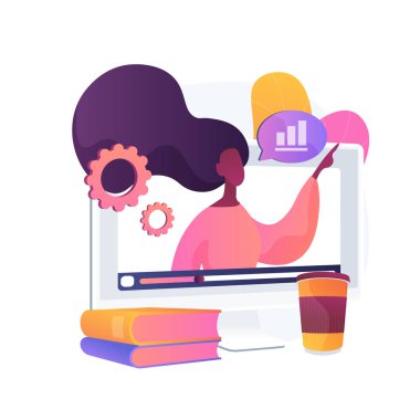 Çevrimiçi atölye çalışması soyut konsept vektör çizimi. E-öğrenim atölyesi, işbirlikçi etkinlik, sertifikayı çevrimiçi alın, kendi kendini izole etme konusunda ücretsiz online eğitim, yüksek sınıf soyut metafor.