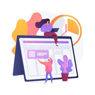 Günlük konsept vektör illüstrasyonunu ayarla. Günlük karantina rutini, evde kalma günün, salgın sırasında kendini organize etme, çalışma takvimi soyut metaforu.