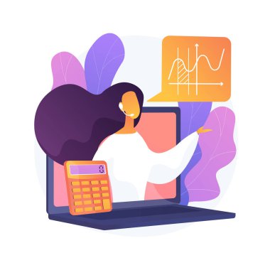 Çevrimiçi matematik dersi soyut konsept vektör illüstrasyonu. Matematik özel dersler, akademik hedeflerinize ulaşın, karantinada online eğitim, evde eğitim, nitelikli öğretmenler soyut metafor.