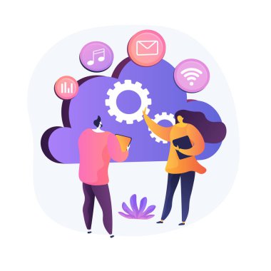 Çevrimiçi katalog. Yedek kurtarmalar için dijital platform. Depo sürücüsü, veri kütüphanesi, belge arşivi. Bilgi için bulut deposu. Medya veritabanı. Vektör izole kavram metaforu.