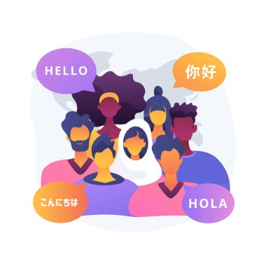 Etnik konsept vektör illüstrasyonu. Etnik grup, ortak dil, soy ve tarih, kültür mirası, ulusal mutfak, sosyal fark, insan hakları soyut metafor.