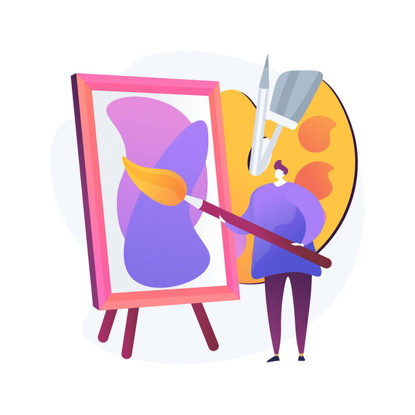 Живопись абстрактной векторной иллюстрации концепции. Домашний курс для художников-любителей, изучение рисования, повышение творческой способности, упражнения для арт-терапии, уроки рисования онлайн для детей абстрактная метафора.