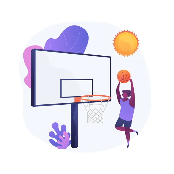 Visitante Del Campamento Baloncesto Reposo Activo Entrenamiento Juego Pelota Estilo — Vector de stock