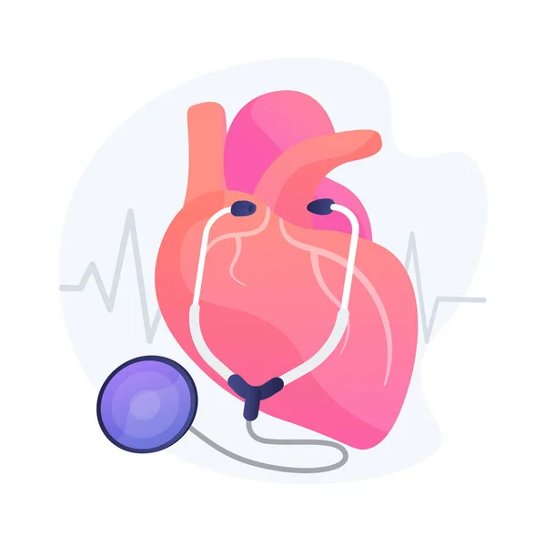 Heart Stethoscope Colorful Icon Cardiology Heatbeat Cardiogram Heart Disease Treatment — Stock Vector