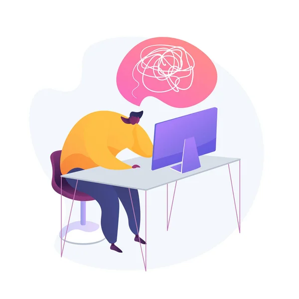 Emotional Burnout Lack Inspiration Tiredness Overworked Fatigue Exhausted Office Worker — Stock Vector