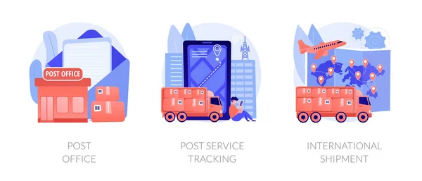 Postverzending Systeem Online Tracking App Brieven Pakketten Levering Postkantoor Postdienst — Stockvector