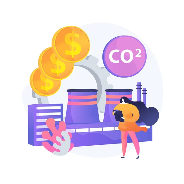 Ren Ekonomi Miljövänlig Anläggning Koldioxidförbrukning Fabrik Minska Föroreningar Spara Miljö — Stock vektor