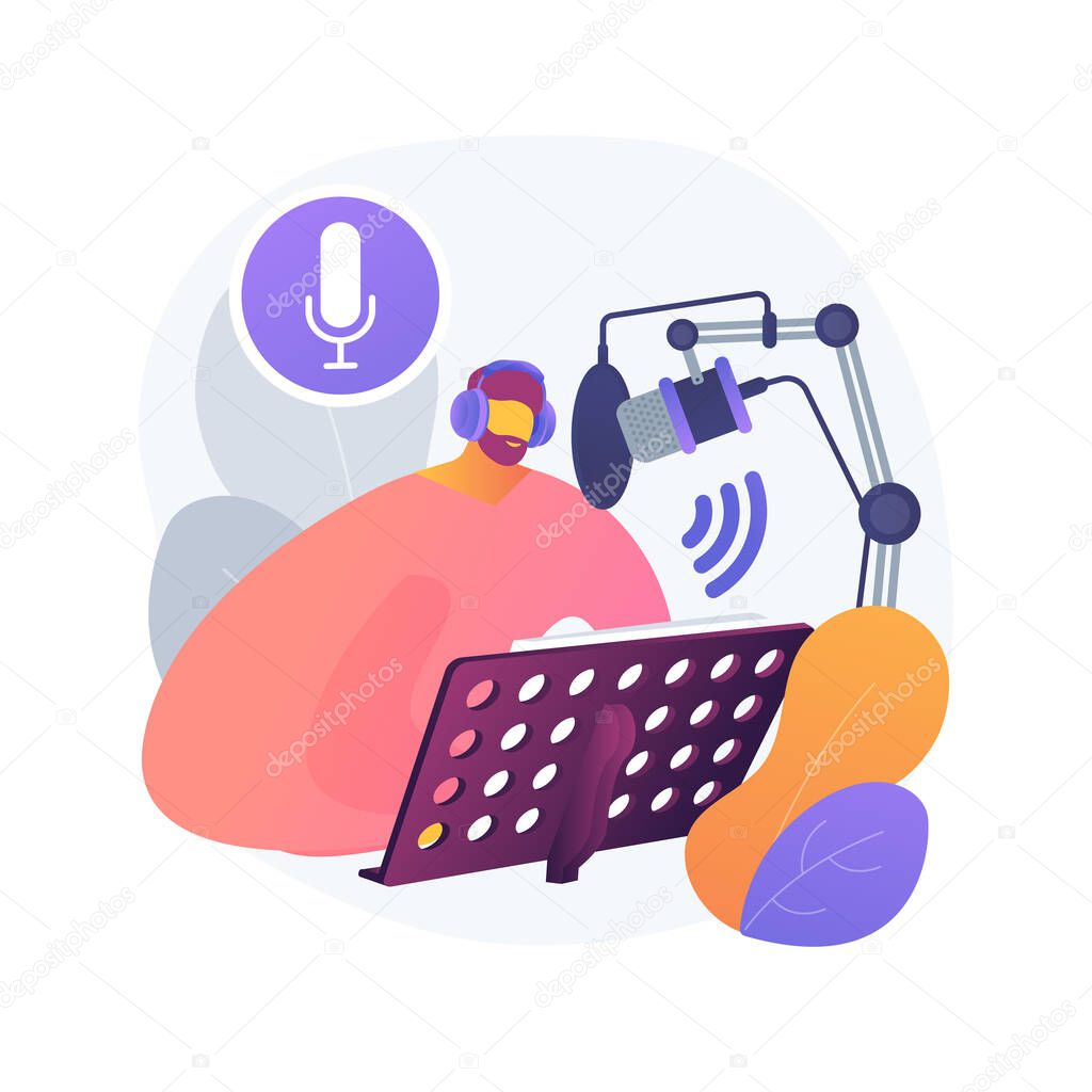 Voice over services abstract concept vector illustration. Voice over recording studio, audio and video production services, narration artist, advertising agency, text to speech abstract metaphor.
