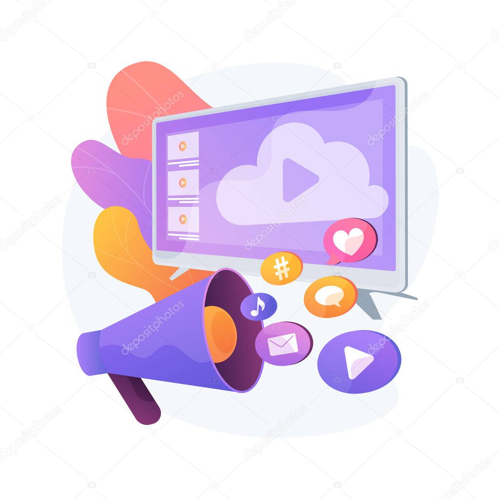 Internet ads idea. Cloud computing service. Direct messaging. Networking communication. Viral advertising, content marketing, social network promotion. Vector isolated concept metaphor illustration