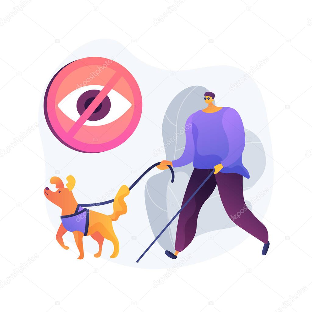 Blindness and vision loss abstract concept vector illustration. Vision problem, temporary sight loss, blindness diagnostic, eyes condition, visit ophthalmologist,