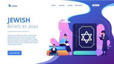 Ulusal kostümlü Yahudiler din, Tevrat ve küçük insanlar hakkında okuyorlar. Tevrat Yahudiliği kutsal kitabı, İsa 'ya Yahudi inancı, Ortodoks Yahudilik kavramı. Web sitesi indirme web sayfası şablonu.