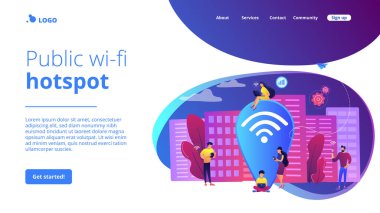 İnternet 'te sörf, web sitelerinde gezinme. Bedava internet, ağ. Halka açık kablosuz bağlantı, ücretsiz kablosuz internet erişimi, bedava kablosuz internet hizmeti kavramı. Web sitesi indirme web sayfası şablonu.